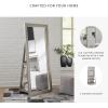 Signature Design by Ashley Evesen Casual Full Length Lighted Floor Standing Mirror with Storage, Metallic