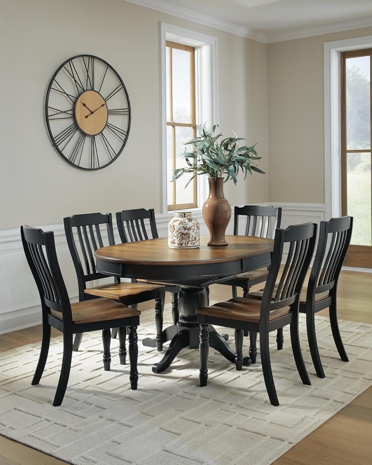 image:imageSignature Design by Ashley Phillinger Casual Dining Butterfly Extension Table Seats up to 6 Medium Brown amp Black