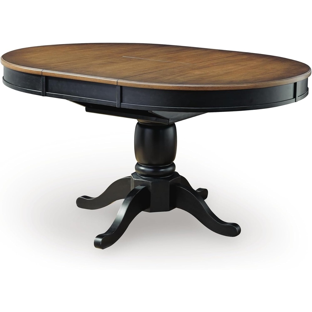 image:imageSignature Design by Ashley Phillinger Casual Dining Butterfly Extension Table Seats up to 6 Medium Brown amp Black