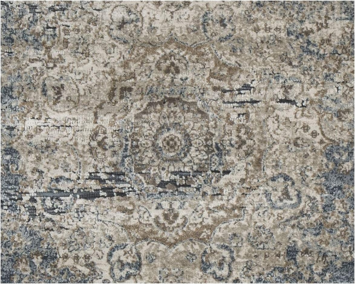 image:imageSignature Design by Ashley South Traditional 5 x 7 ft Low Pile Faded Motif Effect Area Rug Blue amp Beige0 x 120 Rectangular