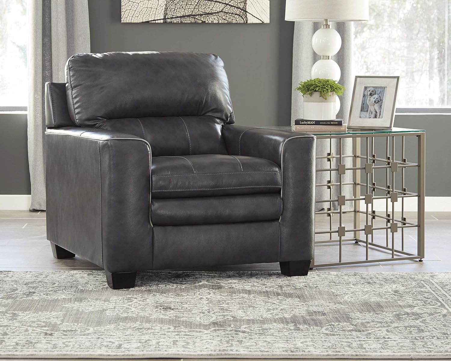 image:imageSignature Design by Ashley South Traditional 5 x 7 ft Low Pile Faded Motif Effect Area Rug Blue amp Beige8 x 10 Rectangular