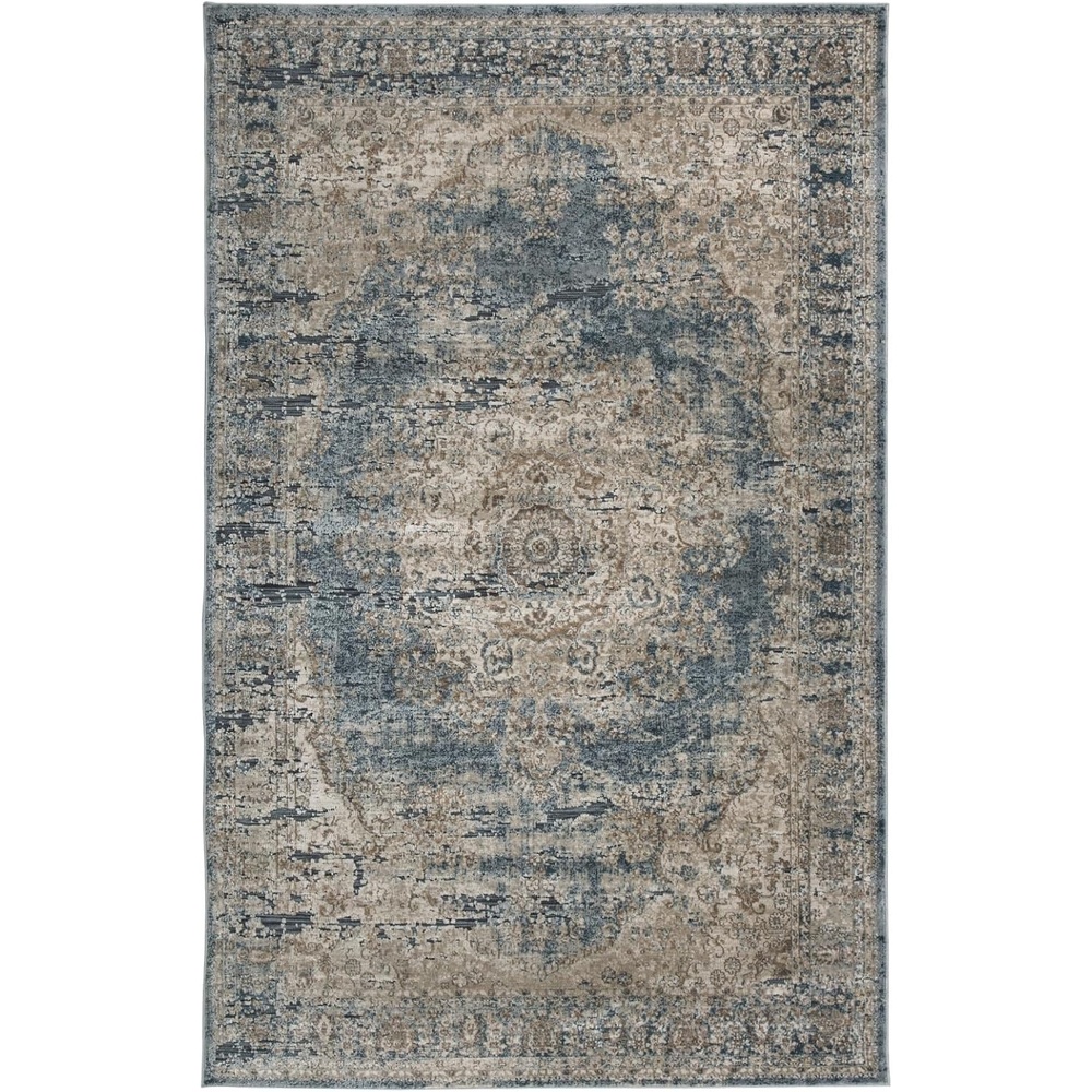 image:imageSignature Design by Ashley South Traditional 5 x 7 ft Low Pile Faded Motif Effect Area Rug Blue amp Beige8 x 10 Rectangular
