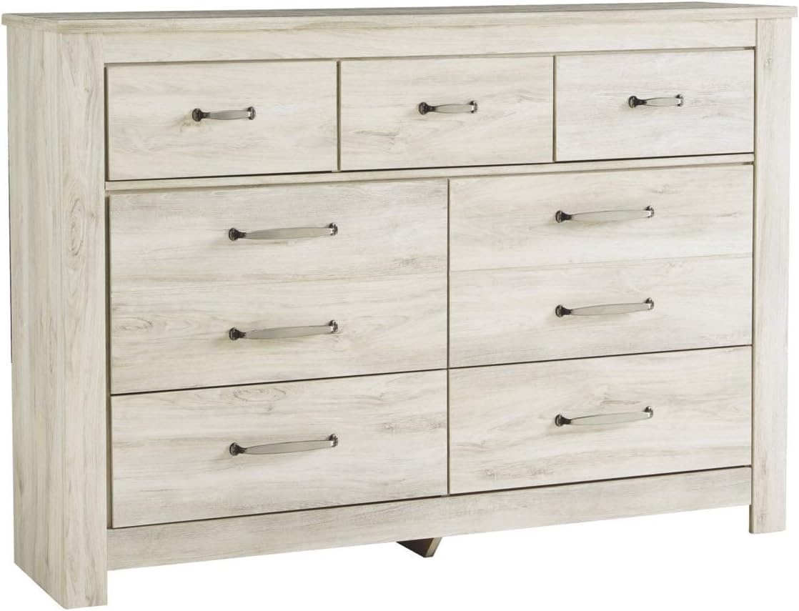 image:imageSignature Design by Ashley Bellaby Farmhouse 7 Drawer Dresser Whitewash and 1 Drawer Nightstand with Storage Cubby amp USB Charging Station WhitewashDresser Charging Station Whitewash