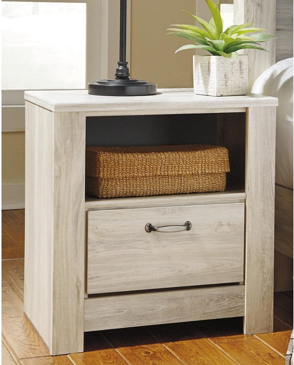 image:imageSignature Design by Ashley Bellaby Farmhouse 7 Drawer Dresser Whitewash and 1 Drawer Nightstand with Storage Cubby amp USB Charging Station WhitewashDresser Charging Station Whitewash