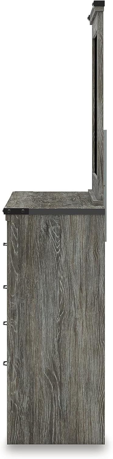 image:imageSignature Design by Ashley Frandern Dresser with Mirror 8 SmoothGliding Drawers Engineered Wood Storage for Bedroom Rustic Warm Gray Oak Grain 545 Wide