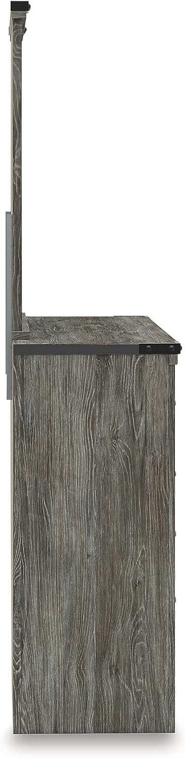 image:imageSignature Design by Ashley Frandern Dresser with Mirror 8 SmoothGliding Drawers Engineered Wood Storage for Bedroom Rustic Warm Gray Oak Grain 545 Wide