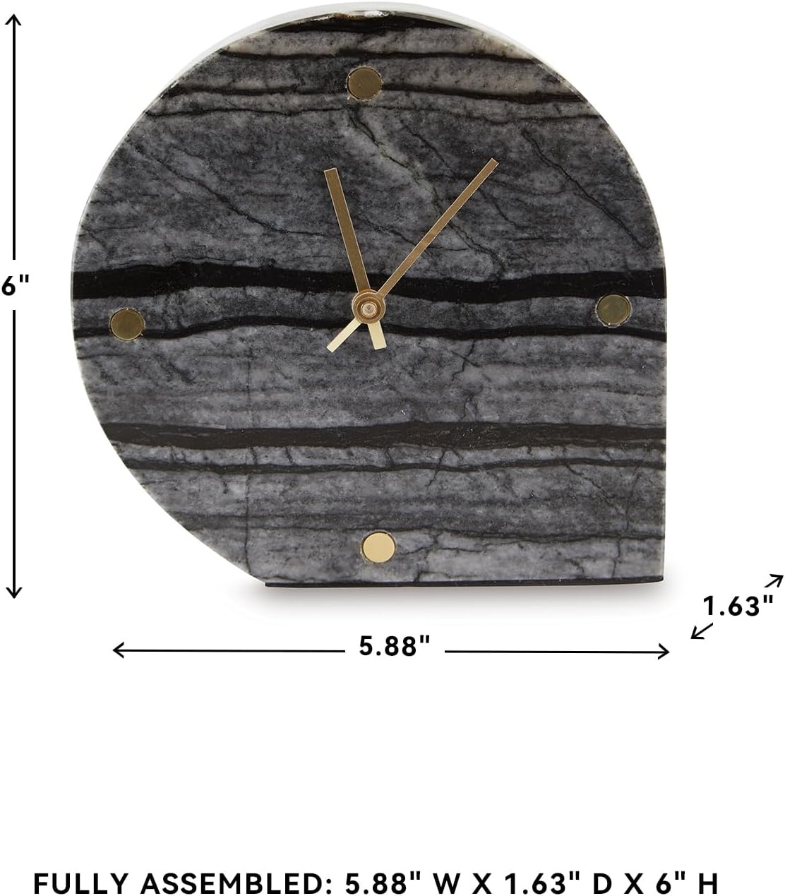 image:imageSignature Design by Ashley Janmour Minimalist Marble Analog Table Clock Set of 2 Black amp Gold