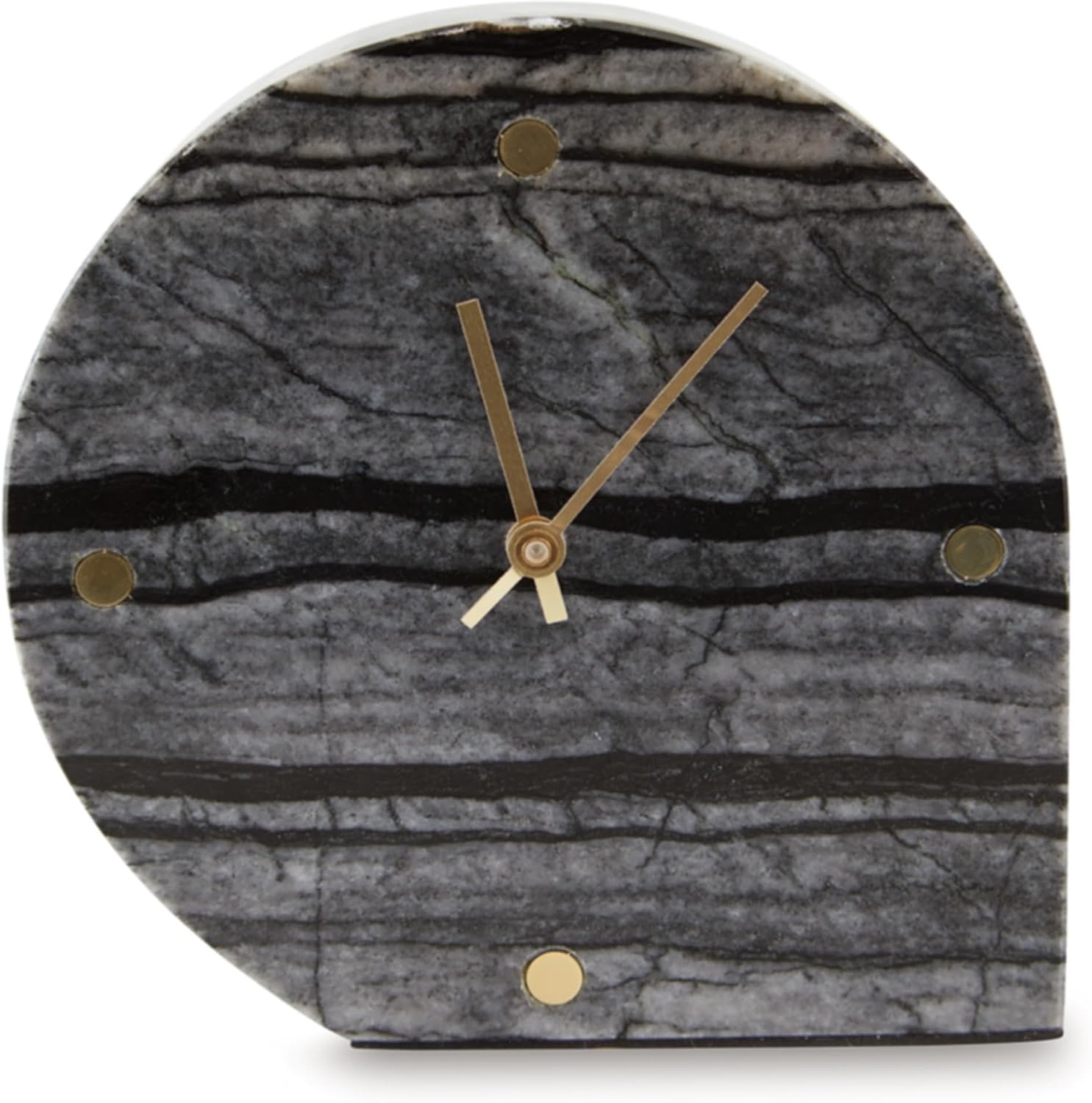 image:imageSignature Design by Ashley Janmour Minimalist Marble Analog Table Clock Set of 2 Black amp Gold