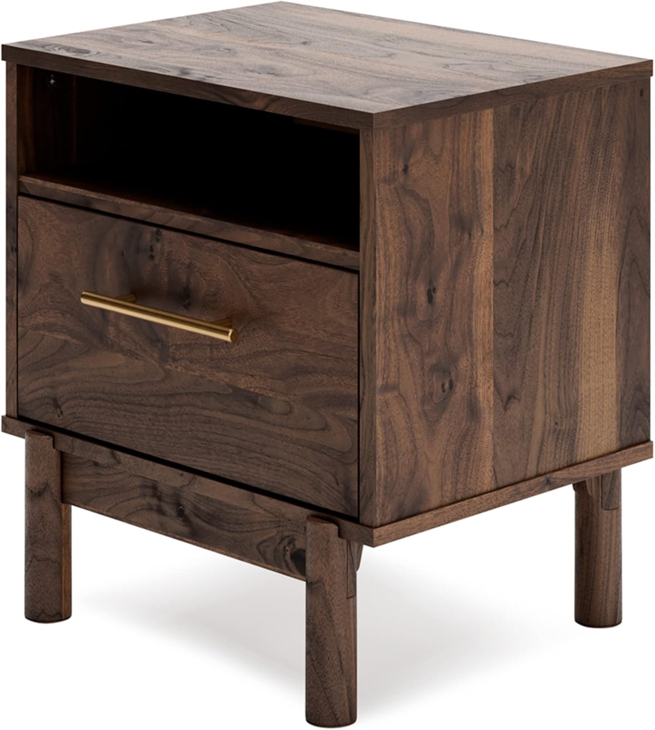 image:imageSignature Design by Ashley Calverson Rustic 2Drawer Nightstand with Storage and Bar Pulls Dark BrownBrown