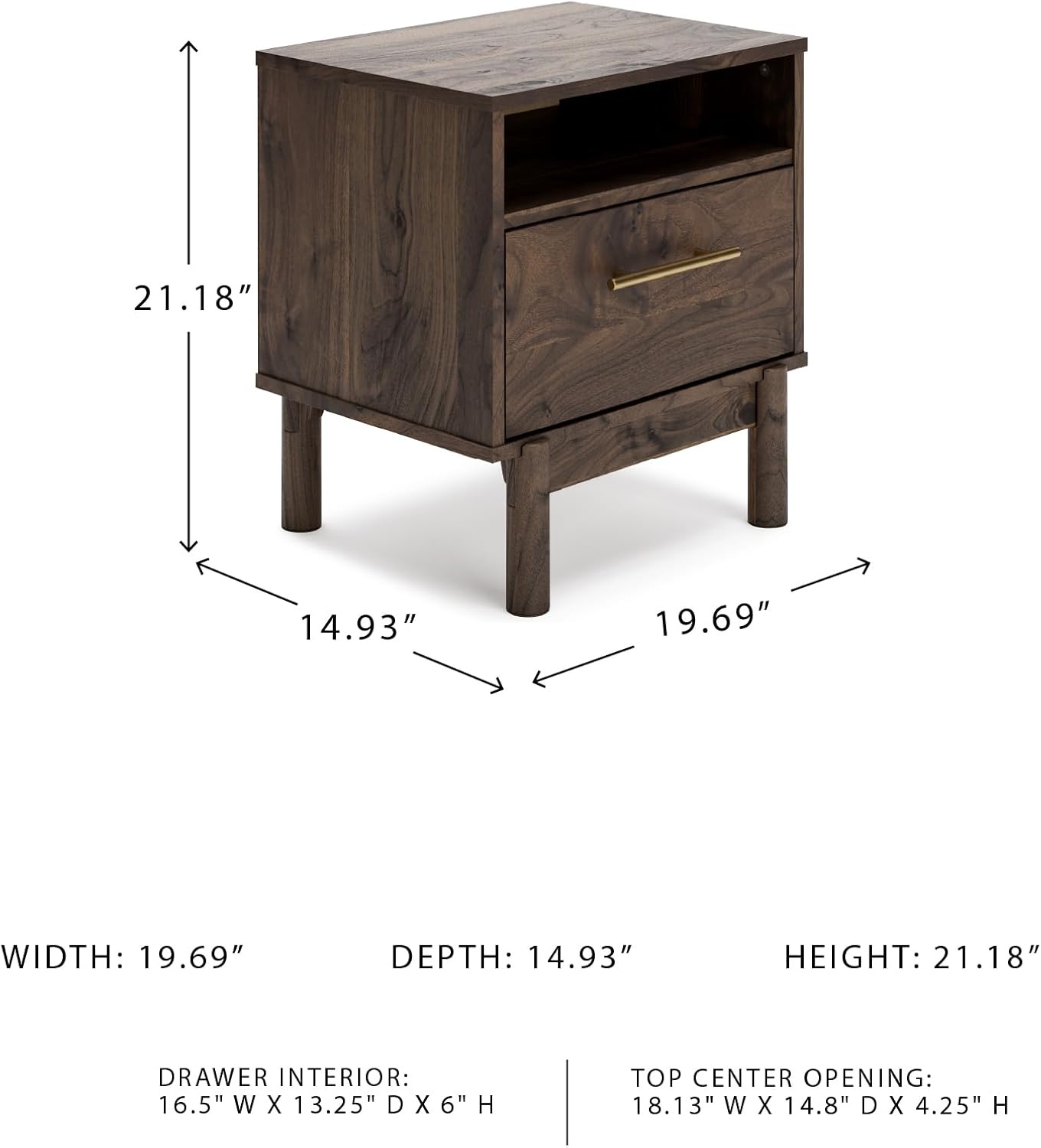 image:imageSignature Design by Ashley Calverson Rustic 2Drawer Nightstand with Storage and Bar Pulls Dark BrownBrown
