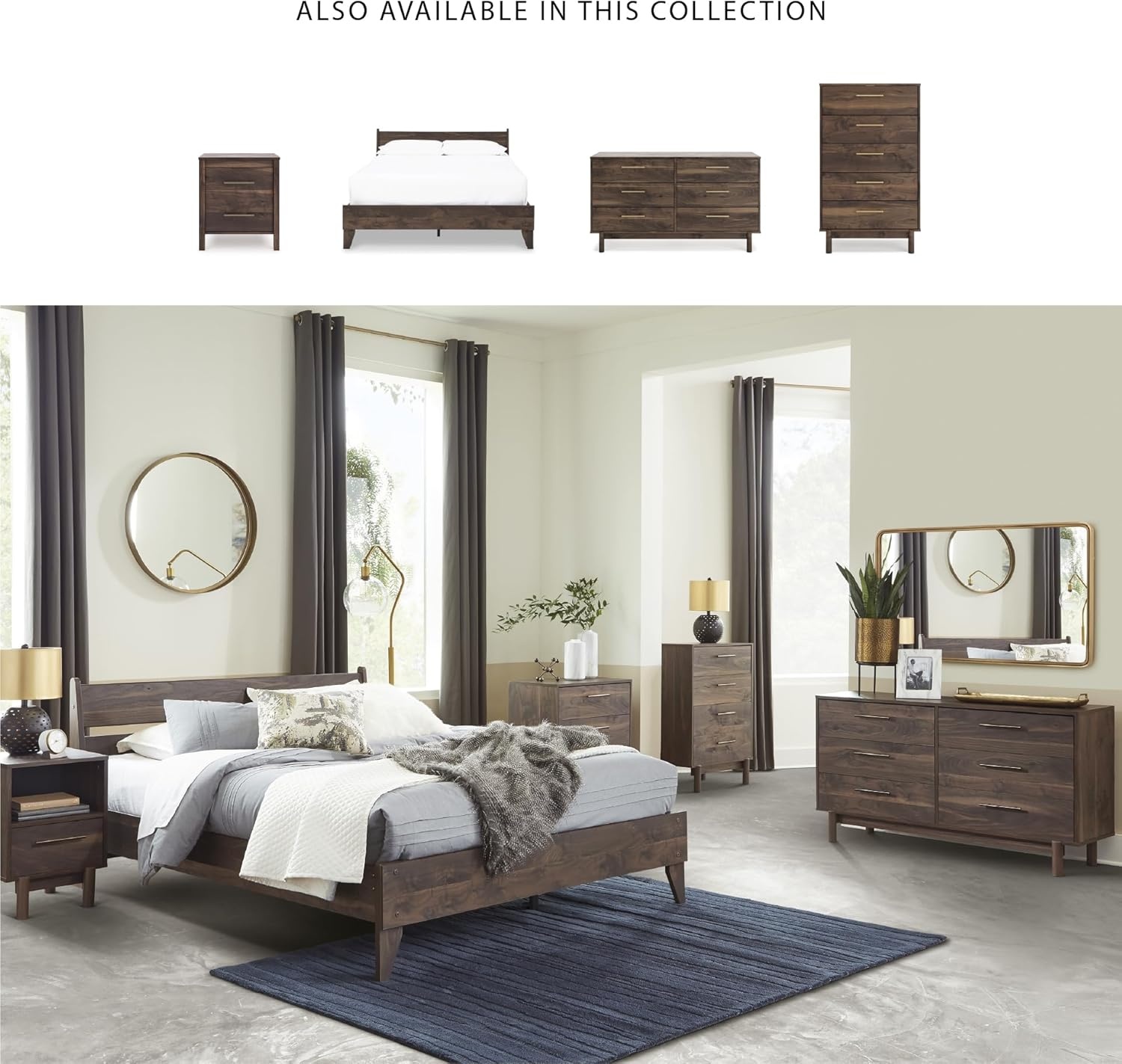 image:imageSignature Design by Ashley Calverson Rustic 2Drawer Nightstand with Storage and Bar Pulls Dark BrownBrown