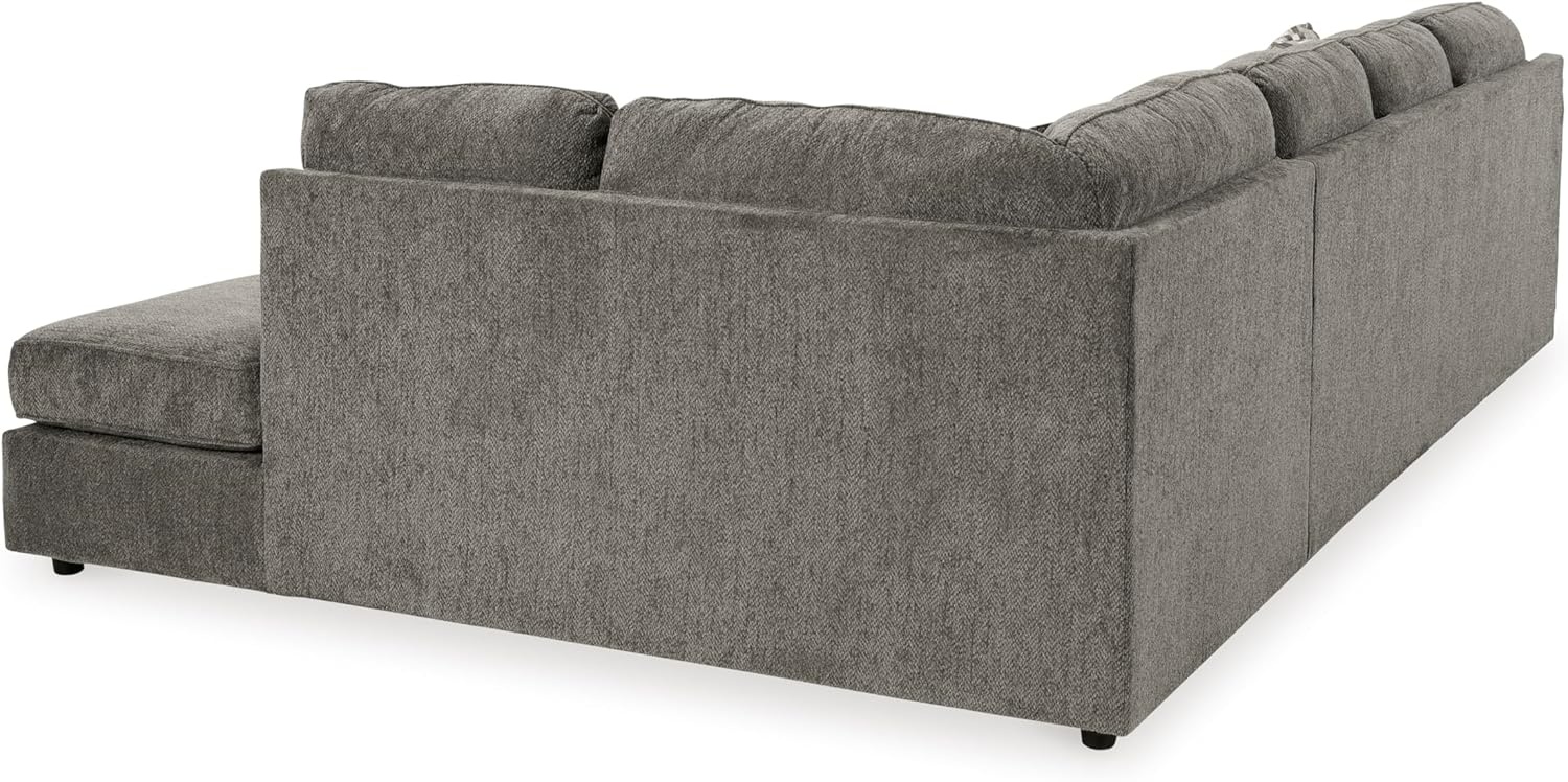 image:imageSignature Design by Ashley OPhannon Casual RightArm Facing Herringbone Chenille 2Piece Sectional with Chaise Loose Seat Cushions and 2 Throw Pillows GrayGrey