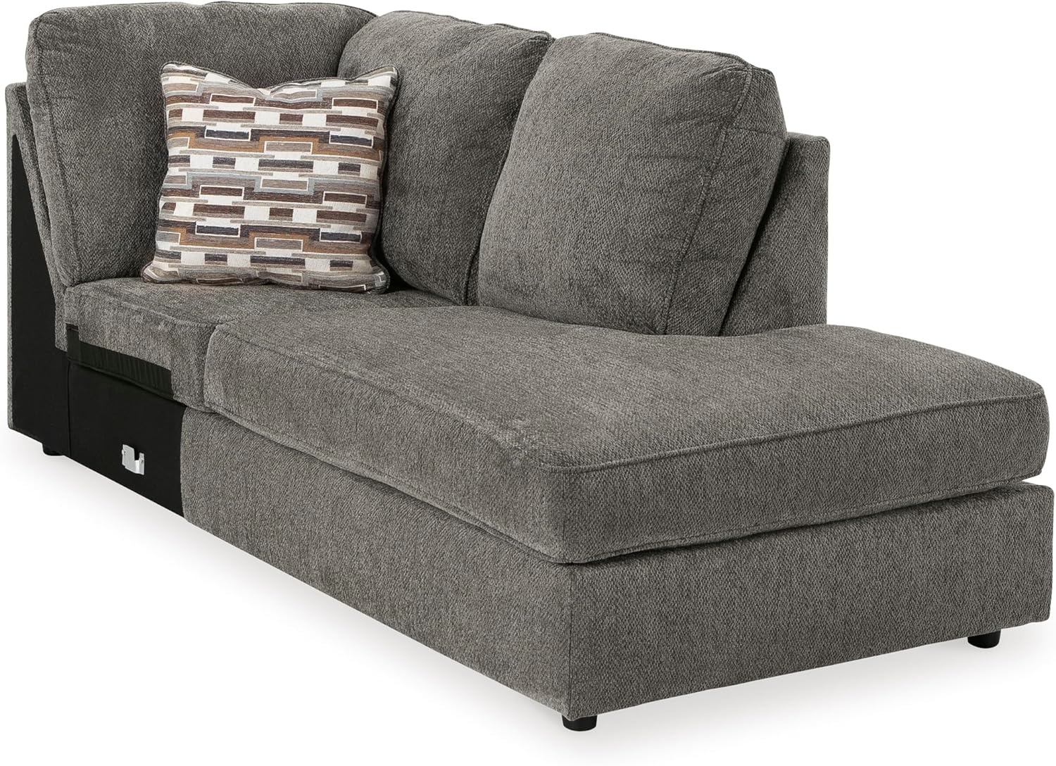 image:imageSignature Design by Ashley OPhannon Casual RightArm Facing Herringbone Chenille 2Piece Sectional with Chaise Loose Seat Cushions and 2 Throw Pillows GrayGrey