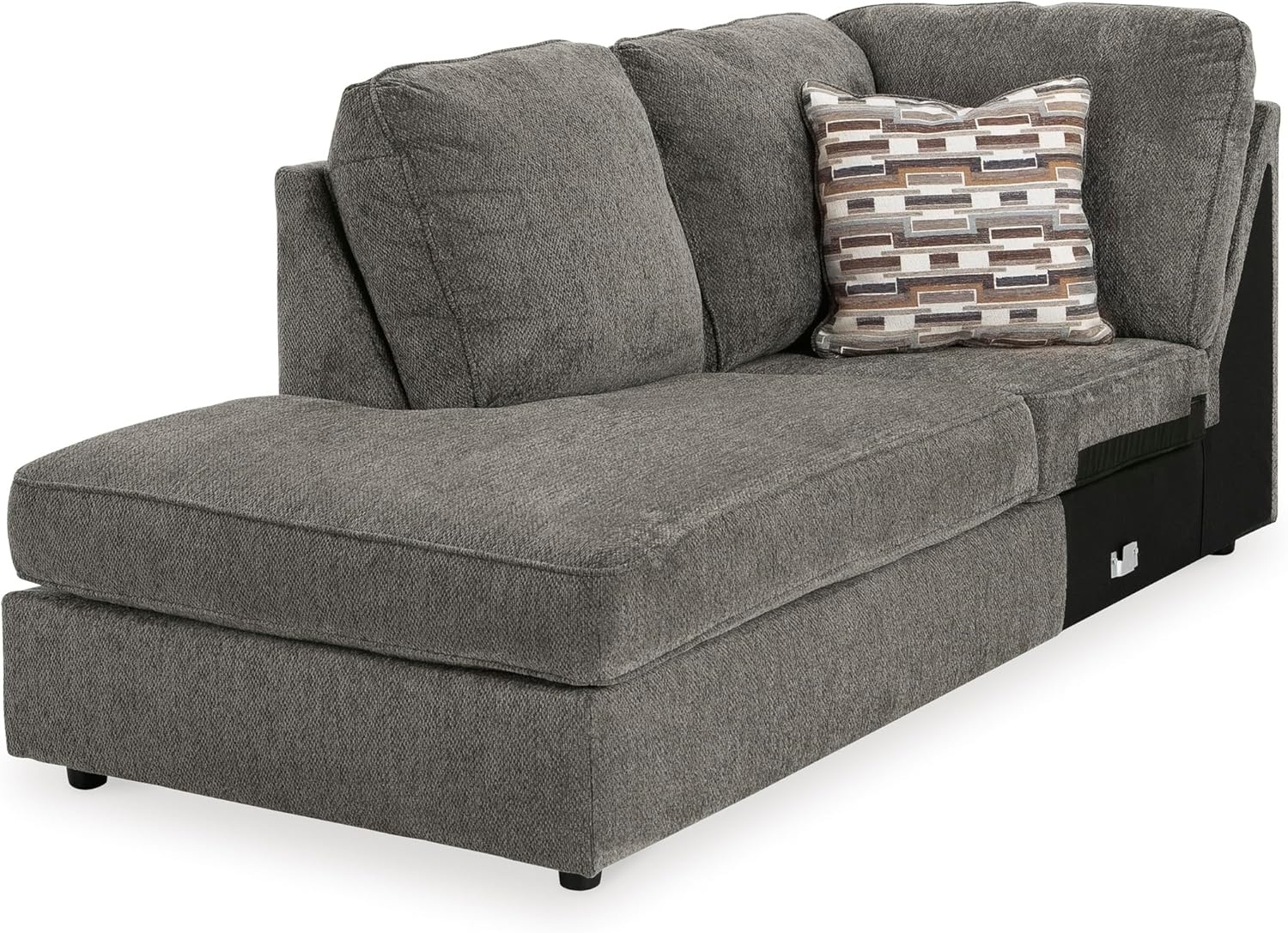 image:imageSignature Design by Ashley OPhannon Casual RightArm Facing Herringbone Chenille 2Piece Sectional with Chaise Loose Seat Cushions and 2 Throw Pillows GrayGrey