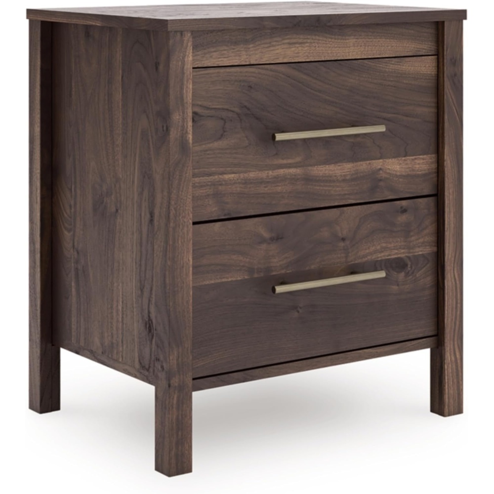 image:imageSignature Design by Ashley Calverson Rustic 2Drawer Nightstand with Storage and Bar Pulls Dark BrownMocha