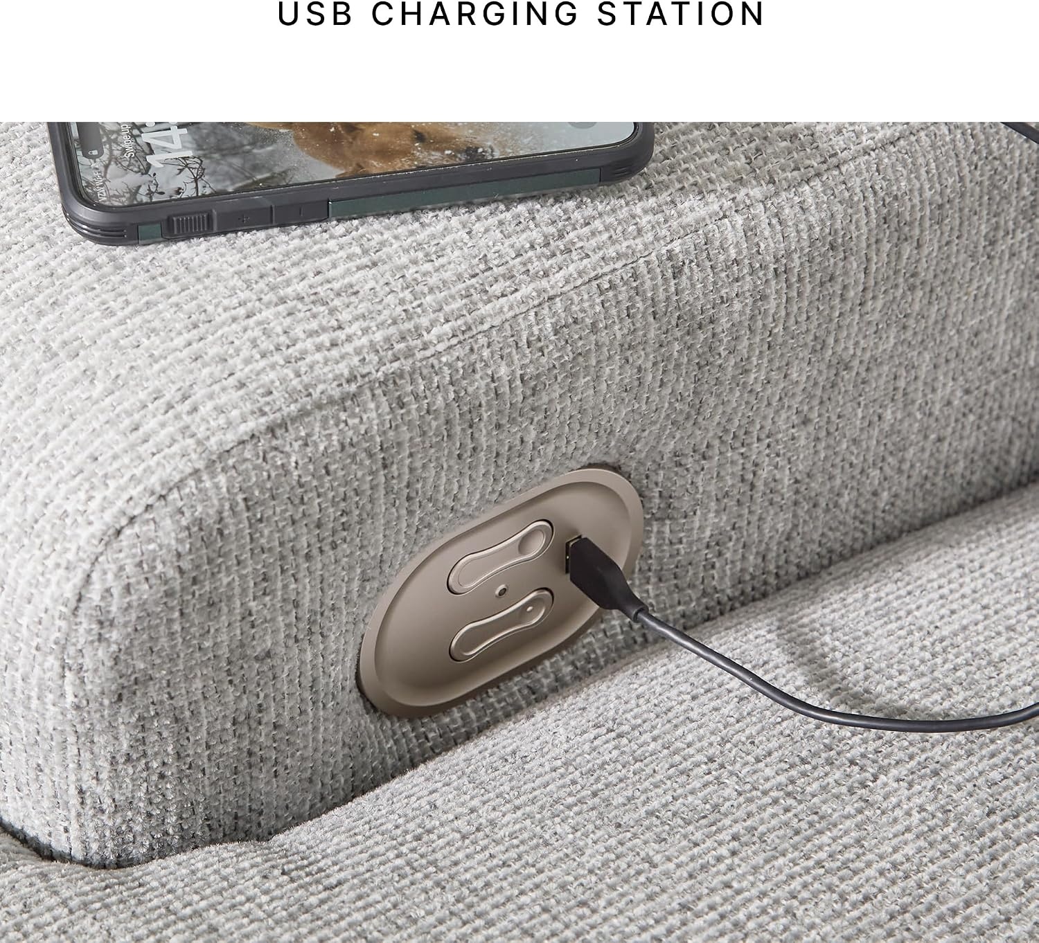 image:imageSignature Design by Ashley Acklen Place Contemporary Indoor ZeroGravity Stain Resistant Oversized Upholstered Power Recliner with Adjustable Headrest and USB Port Light GrayLight Gray
