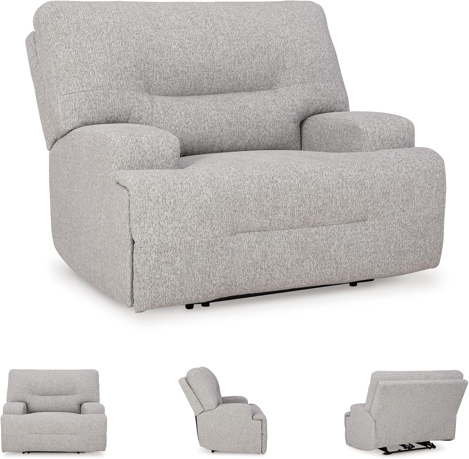 image:imageSignature Design by Ashley Acklen Place Contemporary Indoor ZeroGravity Stain Resistant Oversized Upholstered Power Recliner with Adjustable Headrest and USB Port Light GrayLight Gray