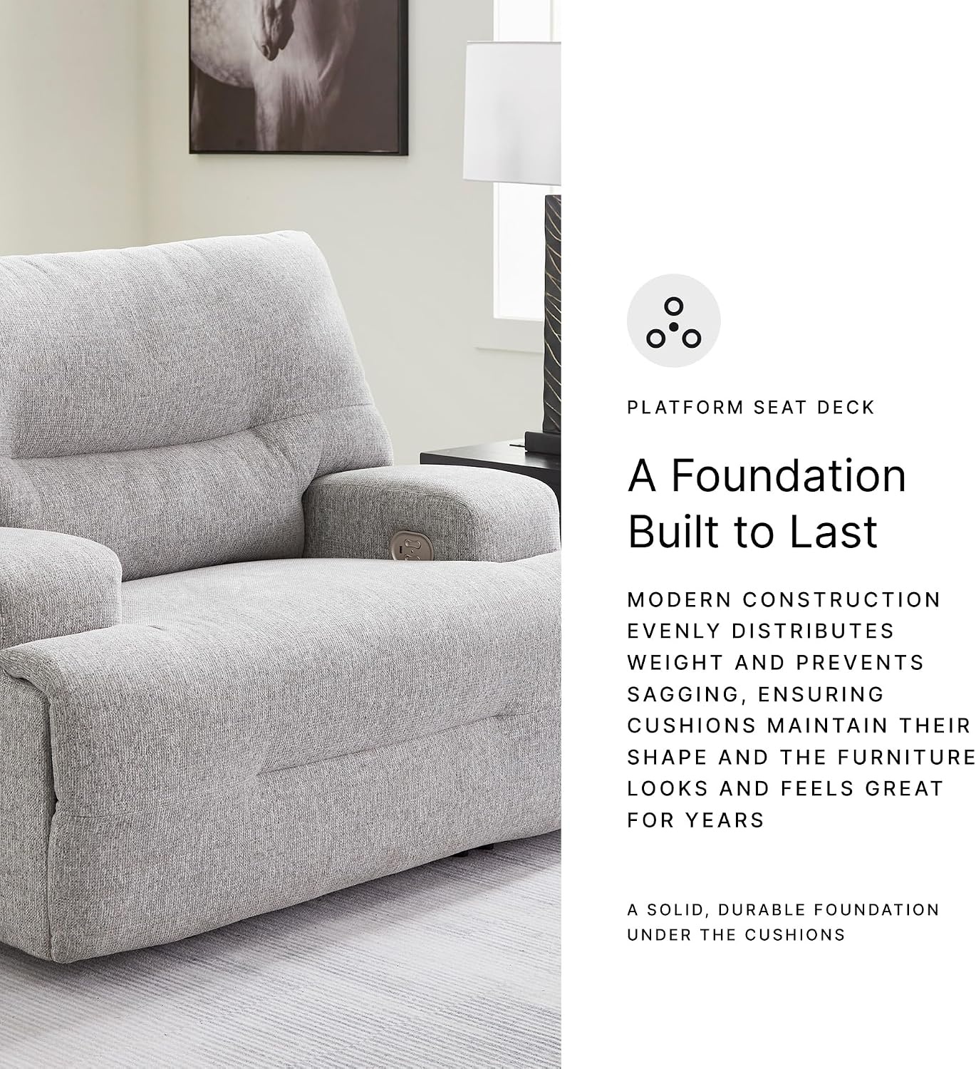 image:imageSignature Design by Ashley Acklen Place Contemporary Indoor ZeroGravity Stain Resistant Oversized Upholstered Power Recliner with Adjustable Headrest and USB Port Light GrayLight Gray