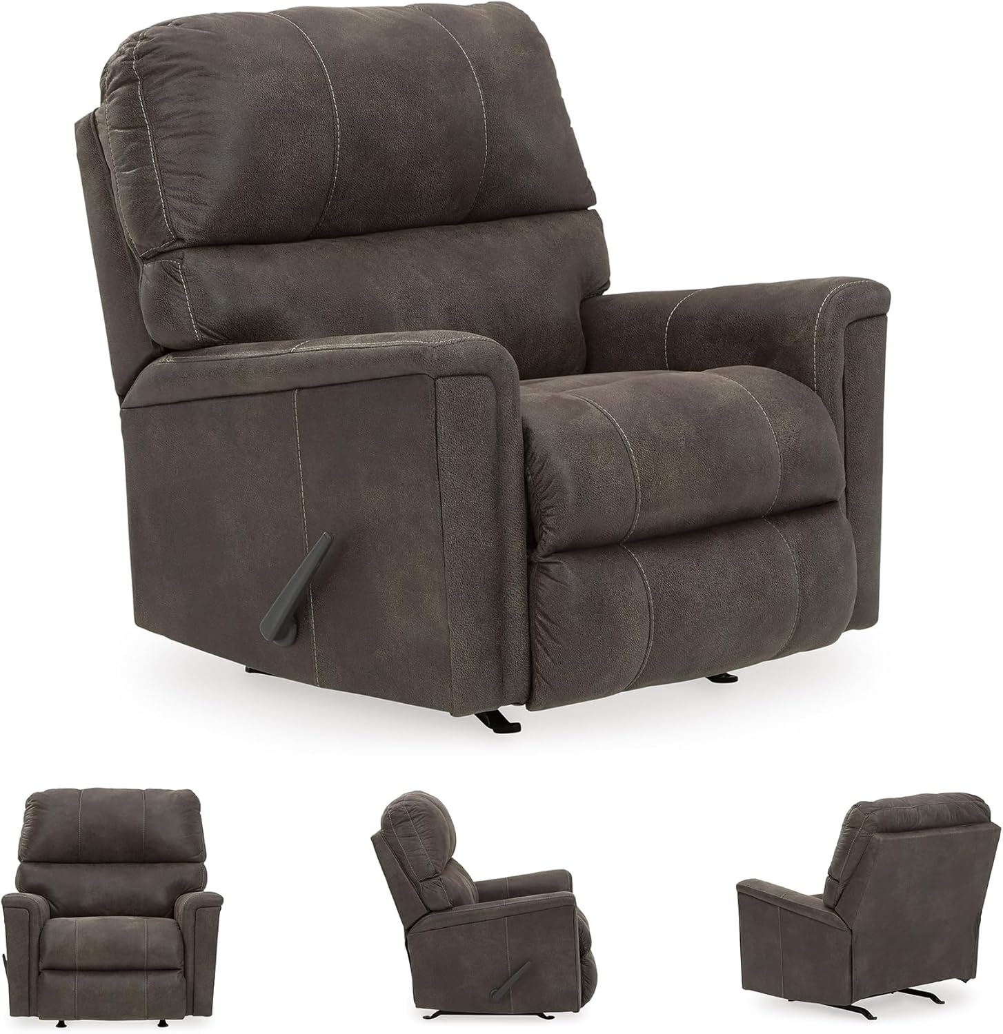 image:imageSignature Design by Ashley Navi Traditional Faux Leather Manual Rocker Recliner GrayGrey
