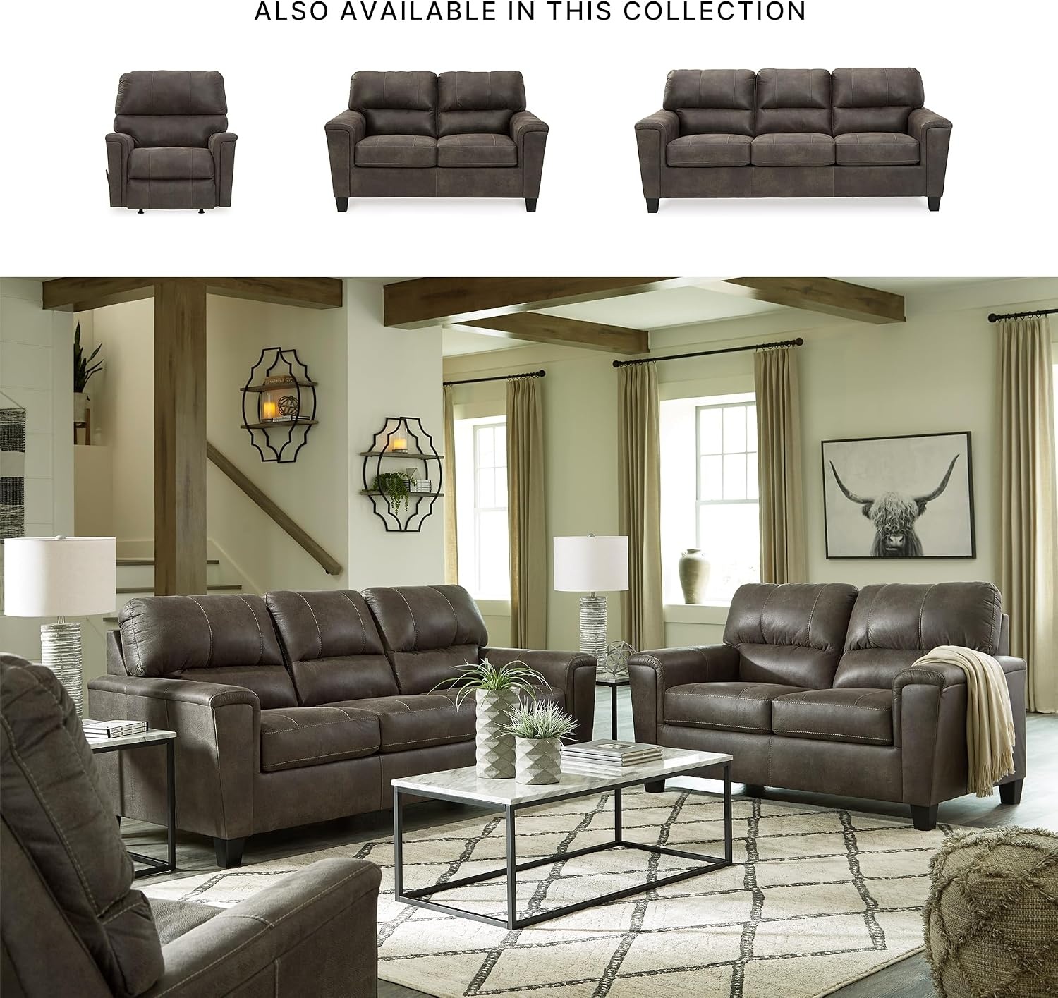 image:imageSignature Design by Ashley Navi Traditional Faux Leather Manual Rocker Recliner GrayGrey