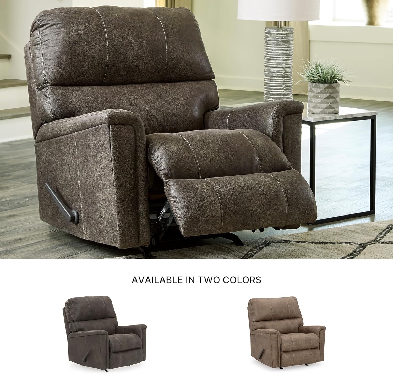image:imageSignature Design by Ashley Navi Traditional Faux Leather Manual Rocker Recliner GrayGrey