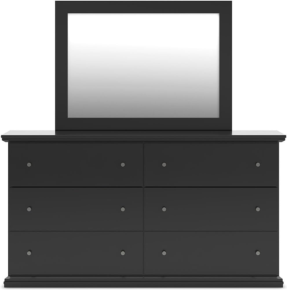 image:imageSignature Design by Ashley Robbinsdale Transitional 54 in 6Drawer Dresser and Mirror with Felt Lined Top WhiteBlack