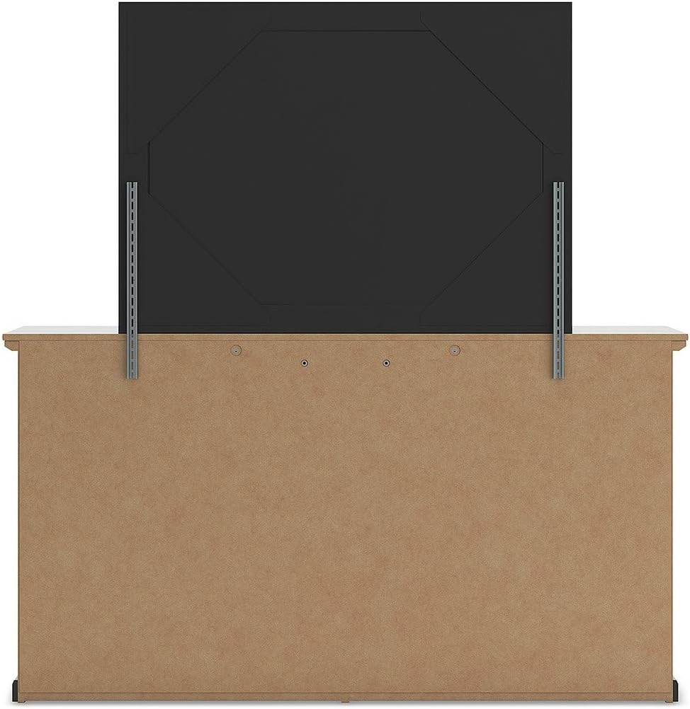 image:imageSignature Design by Ashley Robbinsdale Transitional 54 in 6Drawer Dresser and Mirror with Felt Lined Top WhiteBlack