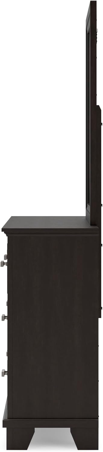 image:imageSignature Design by Ashley Robbinsdale Transitional 54 in 6Drawer Dresser and Mirror with Felt Lined Top WhiteBlackish Brown