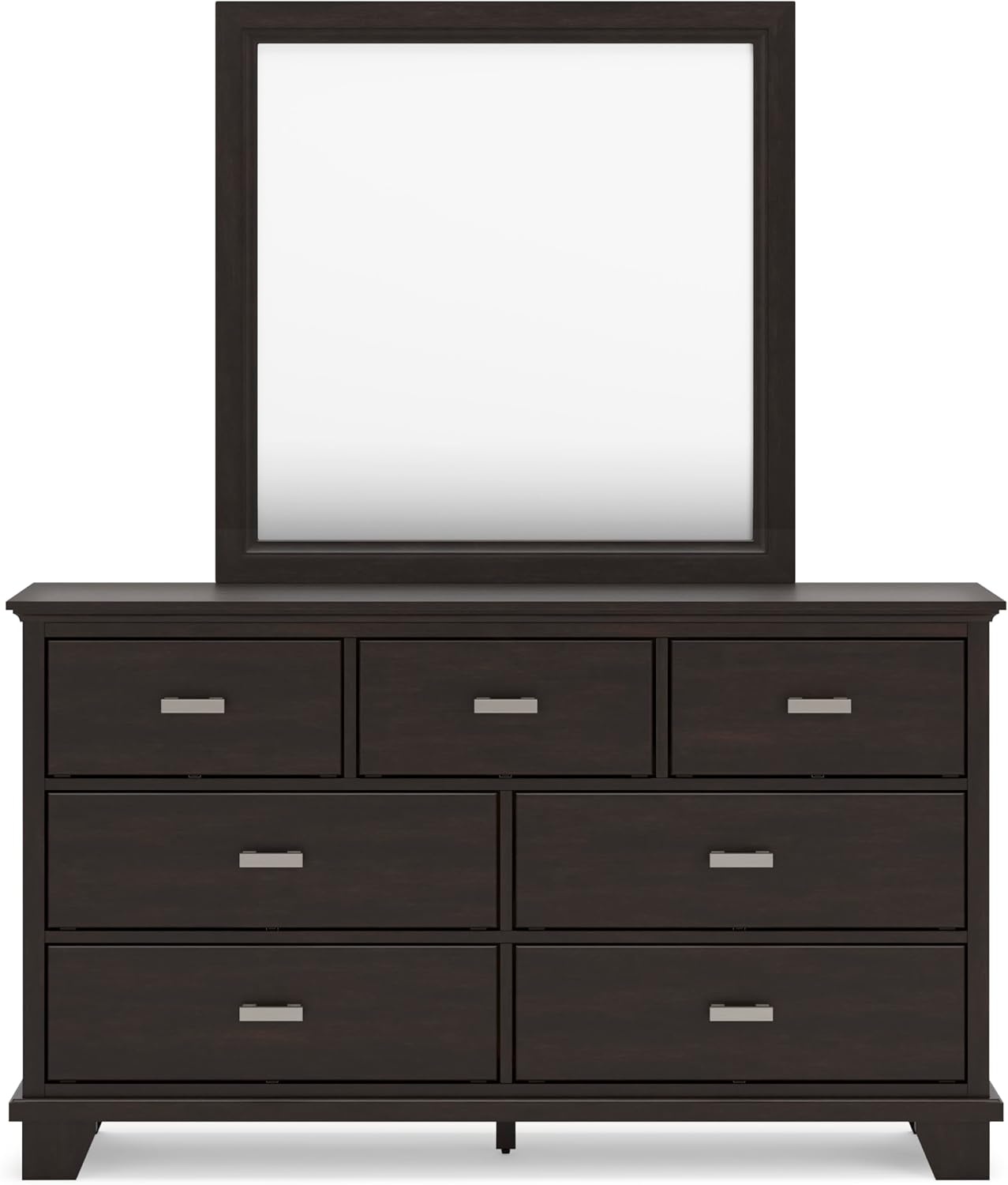 image:imageSignature Design by Ashley Robbinsdale Transitional 54 in 6Drawer Dresser and Mirror with Felt Lined Top WhiteBlackish Brown