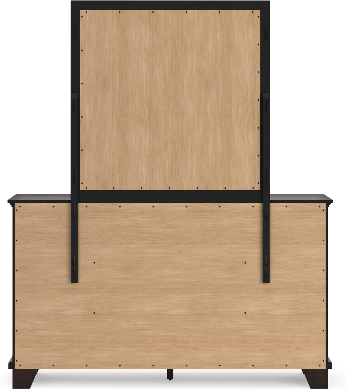 image:imageSignature Design by Ashley Robbinsdale Transitional 54 in 6Drawer Dresser and Mirror with Felt Lined Top WhiteBlackish Brown
