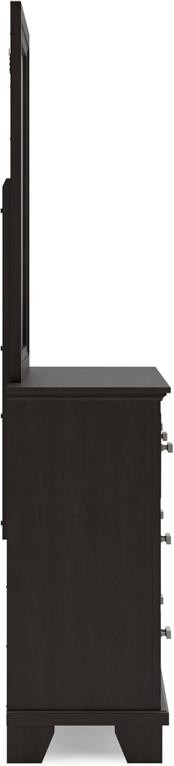 image:imageSignature Design by Ashley Robbinsdale Transitional 54 in 6Drawer Dresser and Mirror with Felt Lined Top WhiteBlackish Brown
