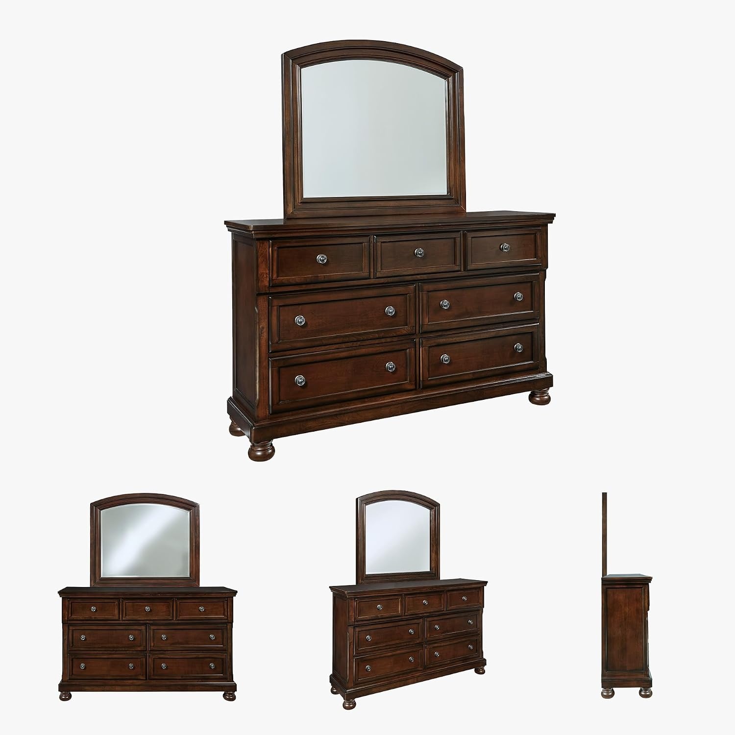 image:imageSignature Design by Ashley Robbinsdale Transitional 54 in 6Drawer Dresser and Mirror with Felt Lined Top WhiteDark Brown