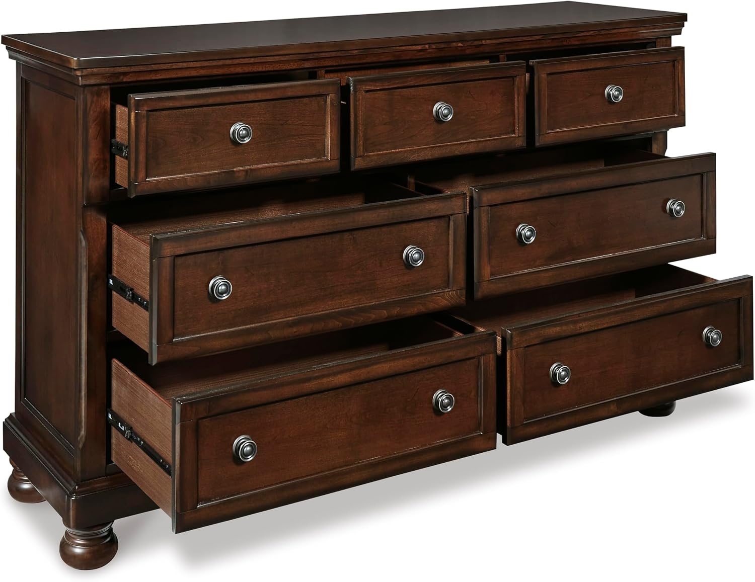 image:imageSignature Design by Ashley Robbinsdale Transitional 54 in 6Drawer Dresser and Mirror with Felt Lined Top WhiteDark Brown