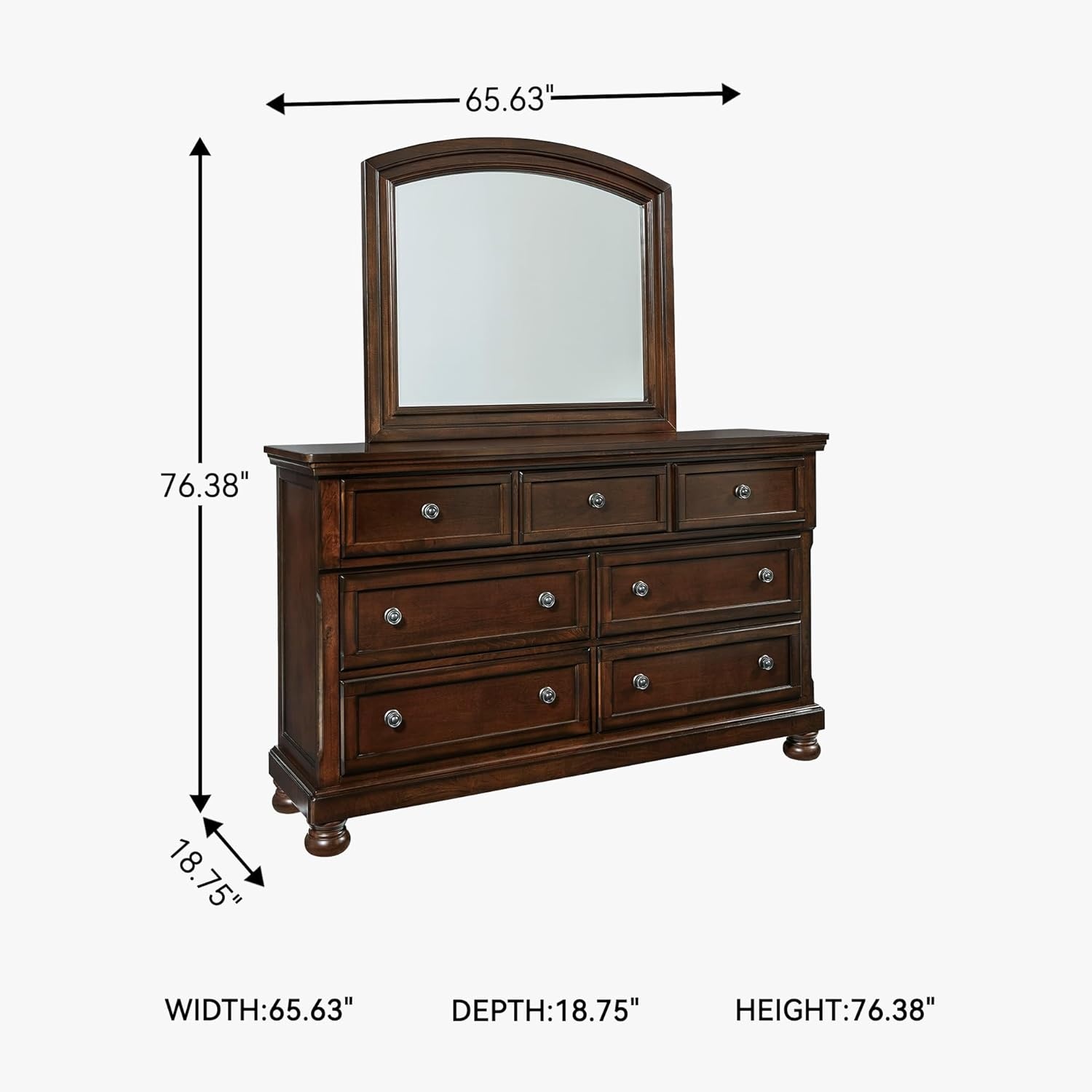 image:imageSignature Design by Ashley Robbinsdale Transitional 54 in 6Drawer Dresser and Mirror with Felt Lined Top WhiteDark Brown