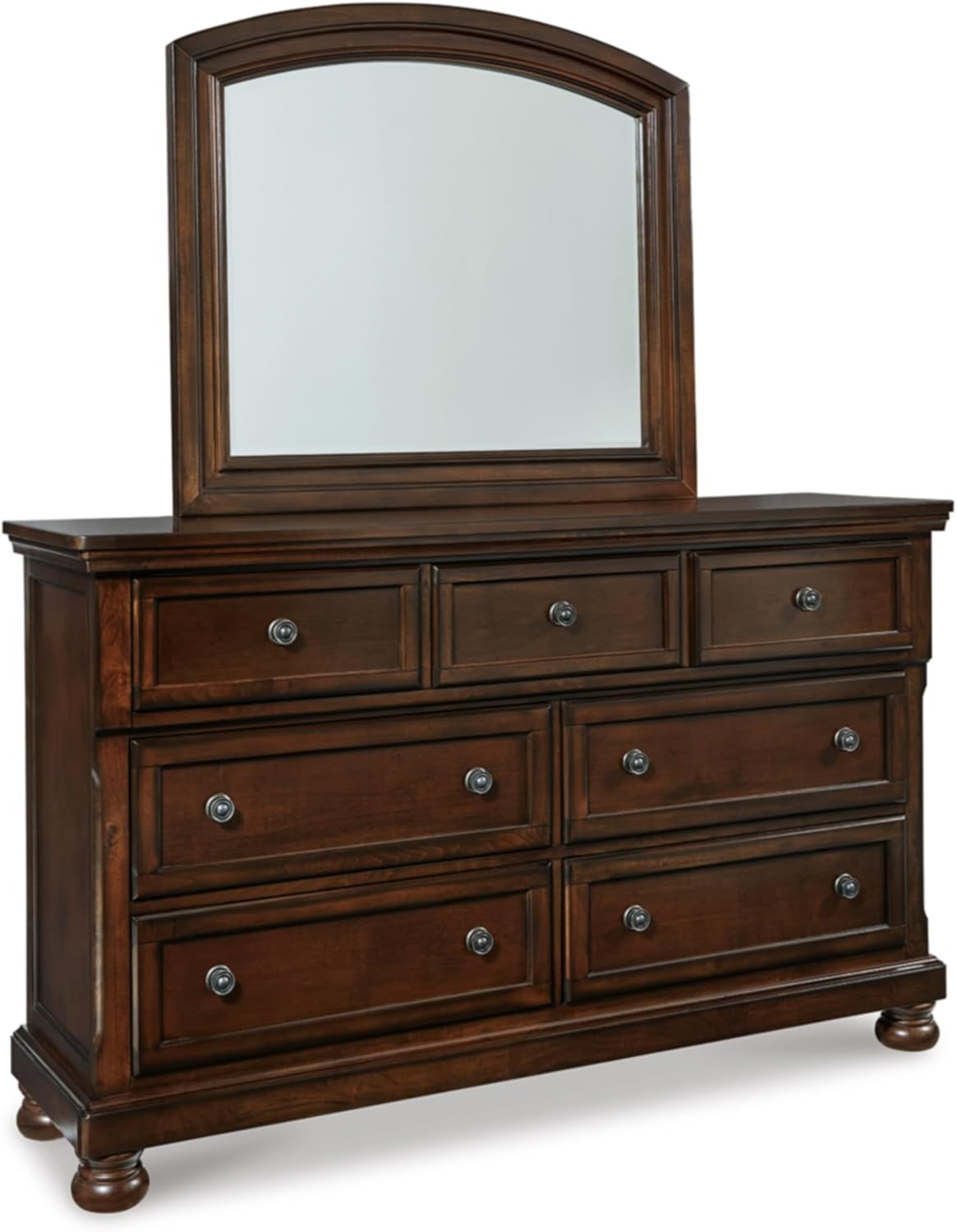 image:imageSignature Design by Ashley Robbinsdale Transitional 54 in 6Drawer Dresser and Mirror with Felt Lined Top WhiteDark Brown