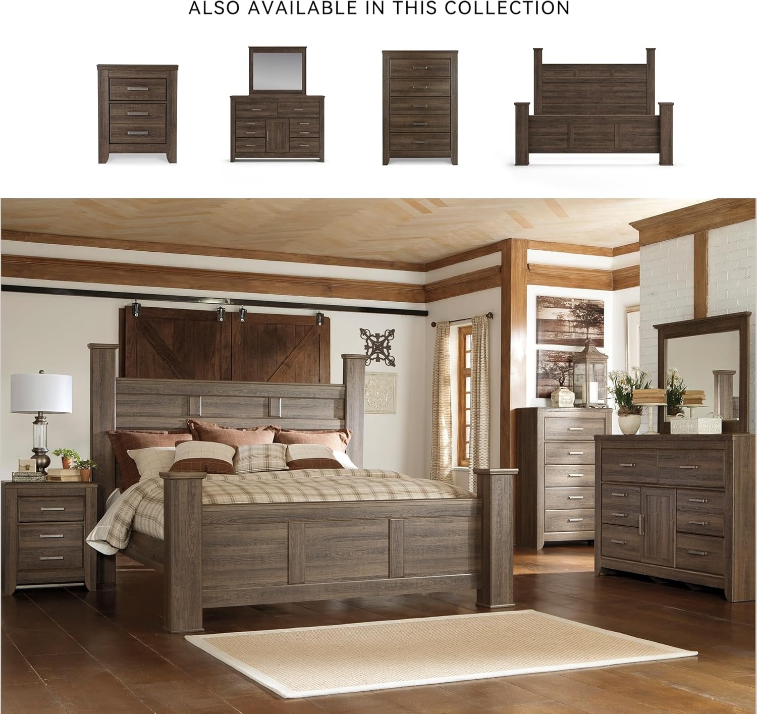 image:imageSignature Design by Ashley Robbinsdale Transitional 54 in 6Drawer Dresser and Mirror with Felt Lined Top WhiteNatural Brown