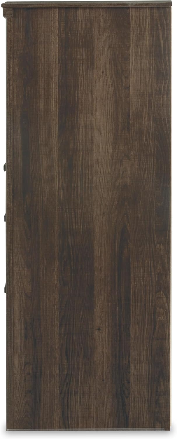 image:imageSignature Design by Ashley Robbinsdale Transitional 54 in 6Drawer Dresser and Mirror with Felt Lined Top WhiteNatural Brown