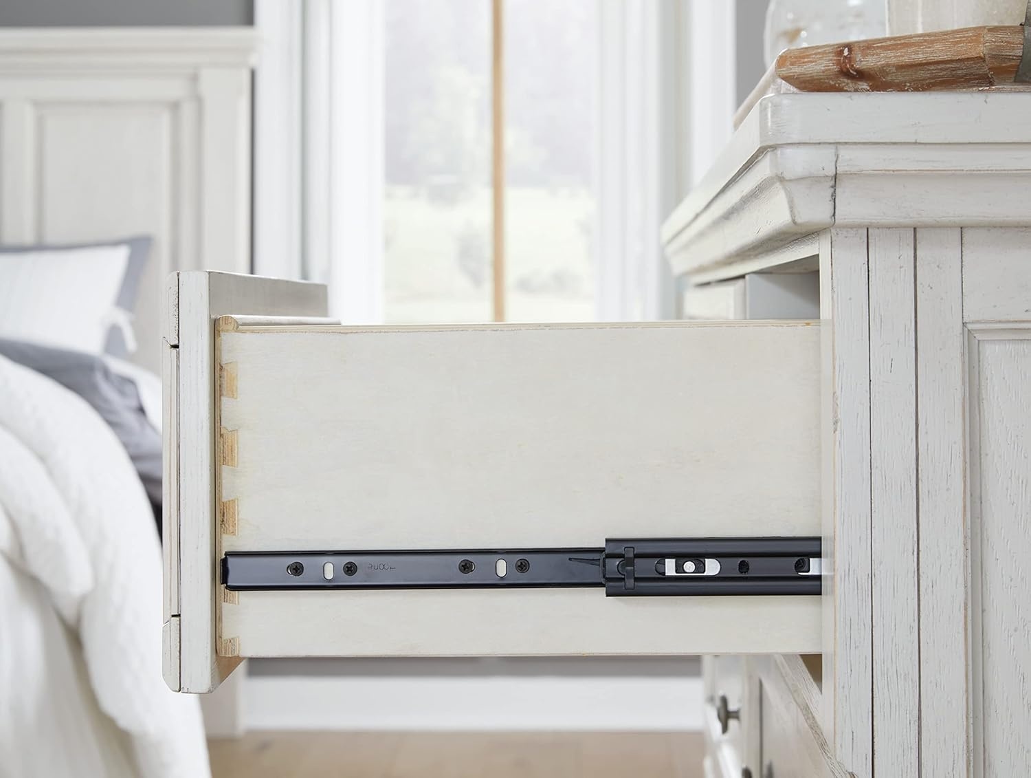 image:imageSignature Design by Ashley Robbinsdale Transitional 54 in 6Drawer Dresser and Mirror with Felt Lined Top WhiteWhite
