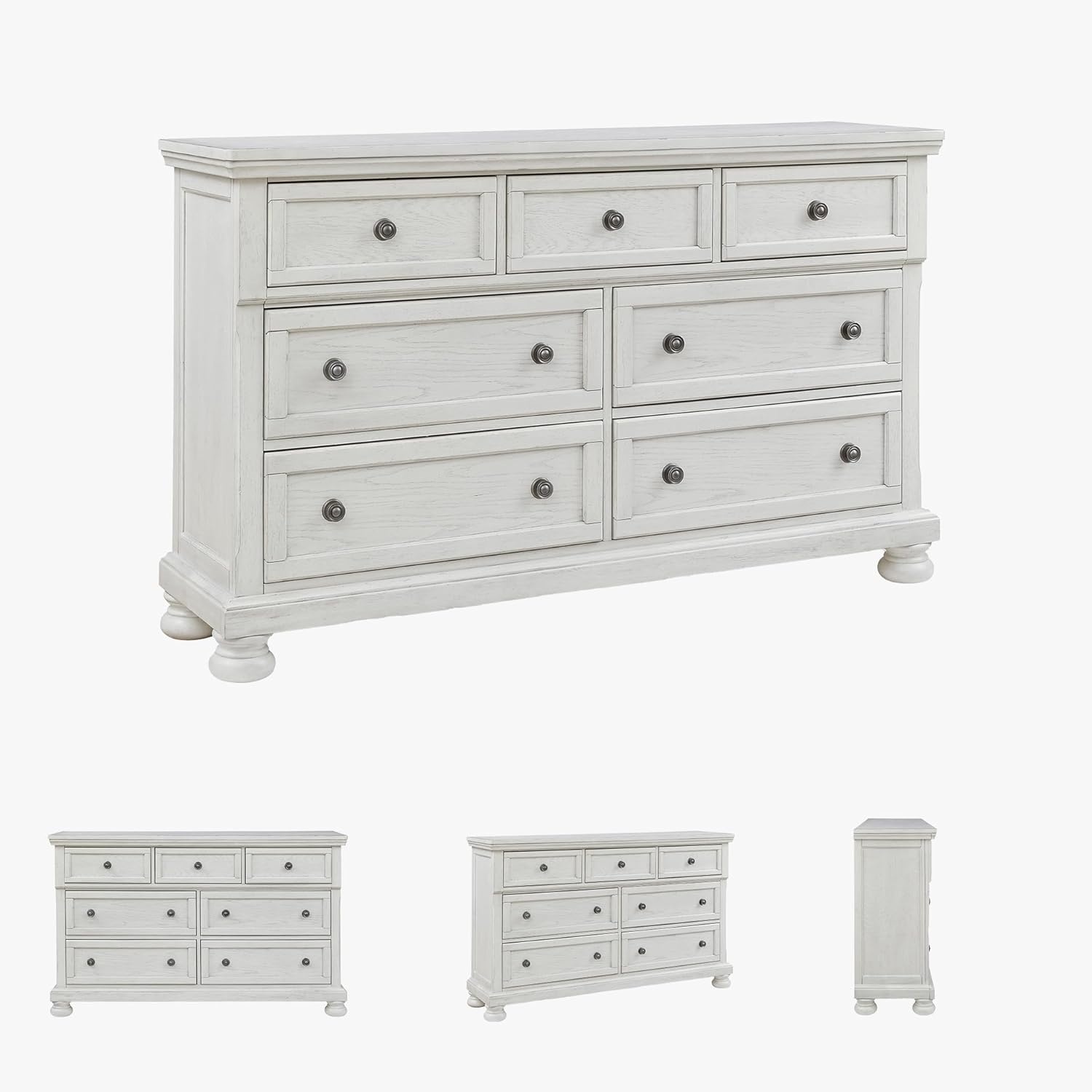 image:imageSignature Design by Ashley Robbinsdale Transitional 54 in 6Drawer Dresser and Mirror with Felt Lined Top WhiteWhite