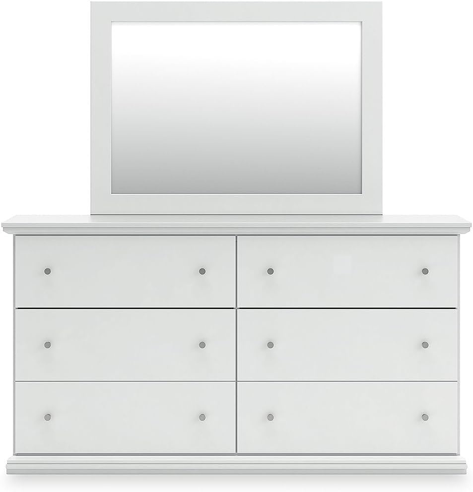 image:imageSignature Design by Ashley Robbinsdale Transitional 54 in 6Drawer Dresser and Mirror with Felt Lined Top WhiteWhite