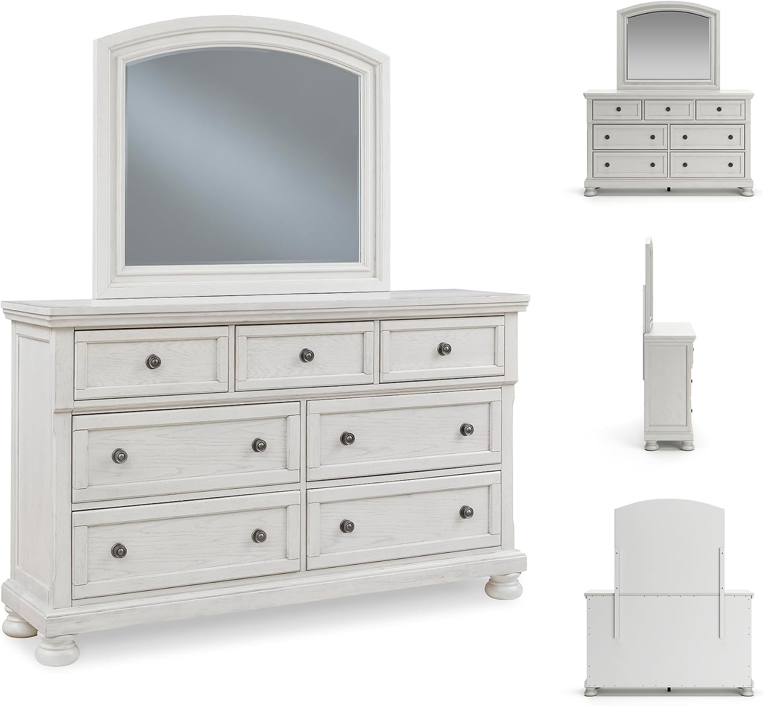 image:imageSignature Design by Ashley Robbinsdale Transitional 54 in 6Drawer Dresser and Mirror with Felt Lined Top WhiteWhitewash