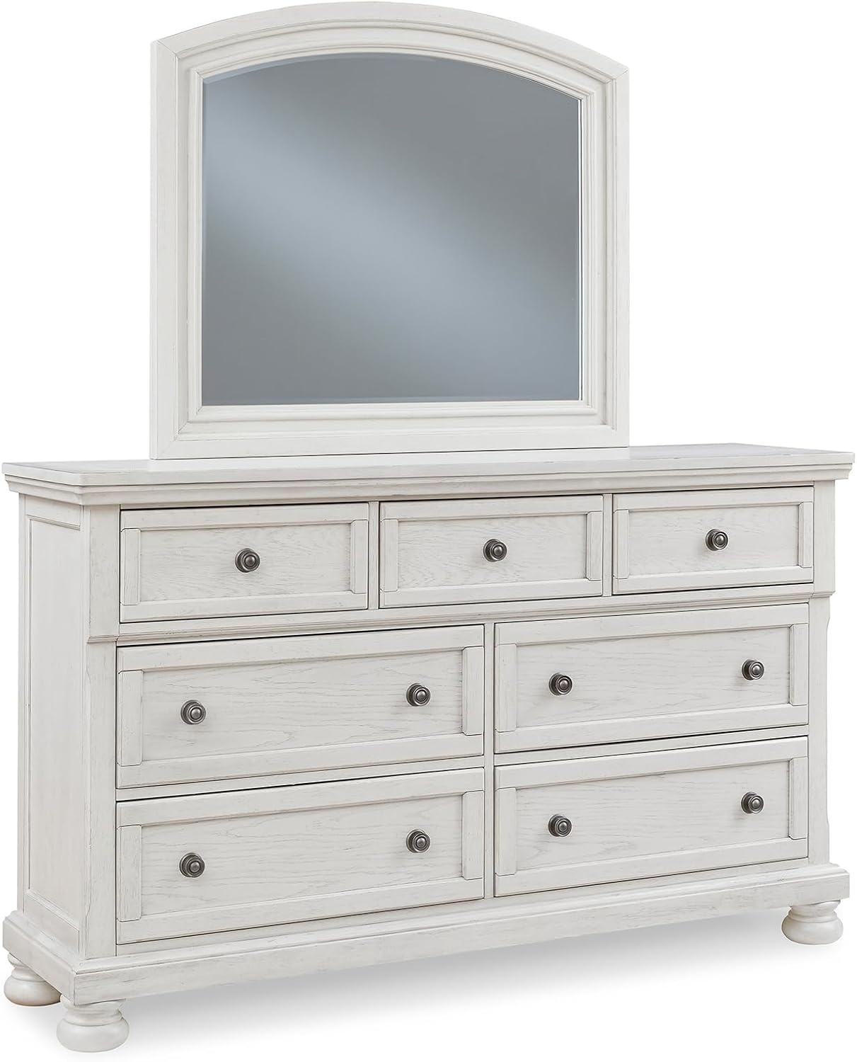 image:imageSignature Design by Ashley Robbinsdale Transitional 54 in 6Drawer Dresser and Mirror with Felt Lined Top WhiteWhitewash