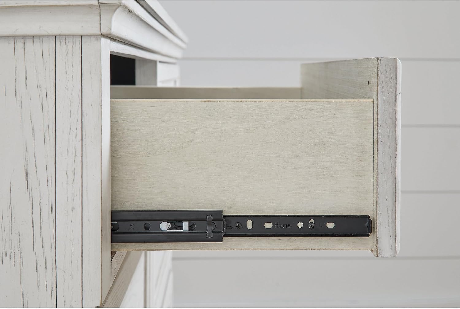 image:imageSignature Design by Ashley Robbinsdale Transitional 54 in 6Drawer Dresser and Mirror with Felt Lined Top WhiteWhitewash