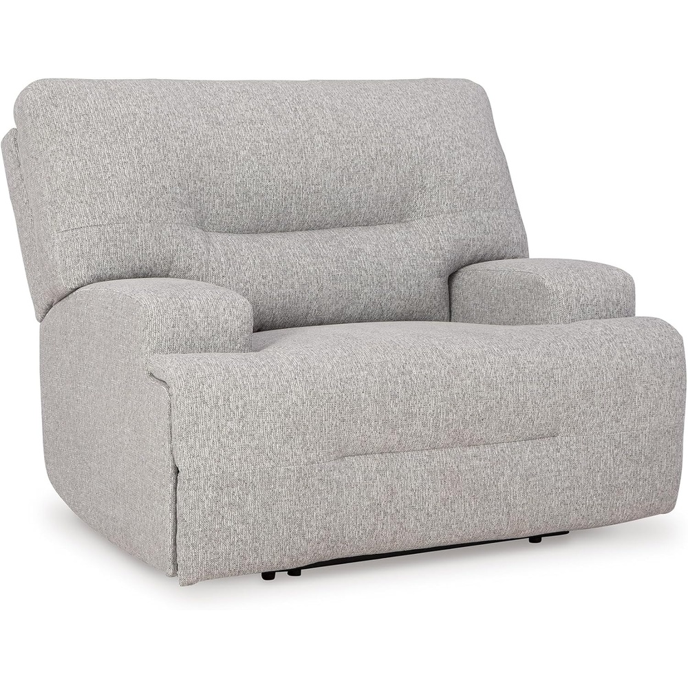 image:imageSignature Design by Ashley Acklen Place Contemporary Indoor ZeroGravity Stain Resistant Oversized Upholstered Power Recliner with Adjustable Headrest and USB Port Light GrayLight Gray