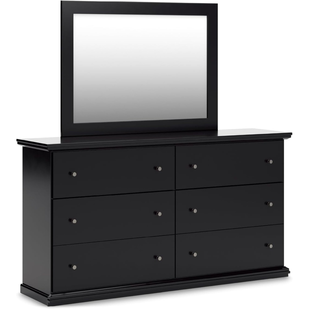 image:imageSignature Design by Ashley Robbinsdale Transitional 54 in 6Drawer Dresser and Mirror with Felt Lined Top WhiteBlack