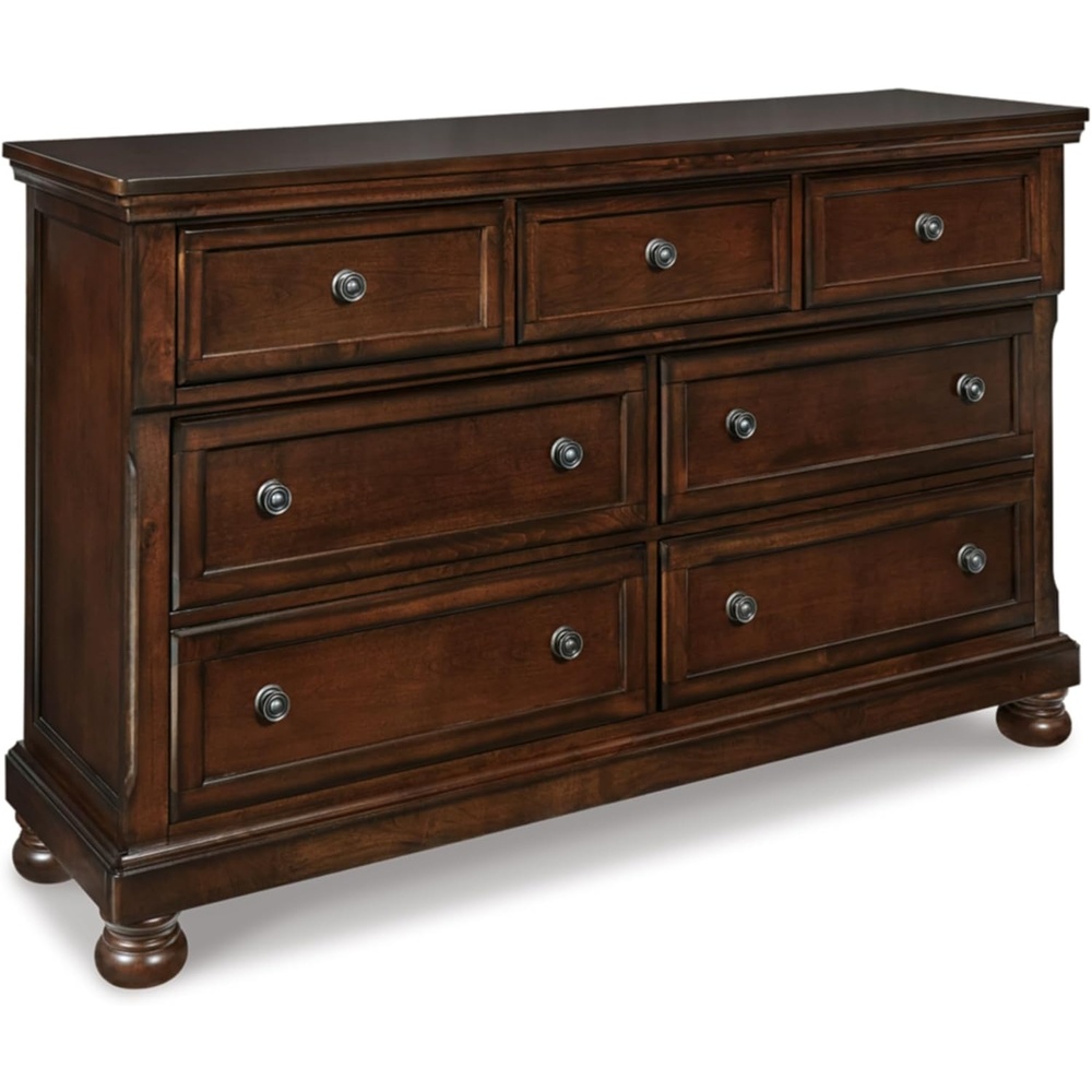 image:imageSignature Design by Ashley Robbinsdale Transitional 54 in 6Drawer Dresser and Mirror with Felt Lined Top WhiteDark Brown