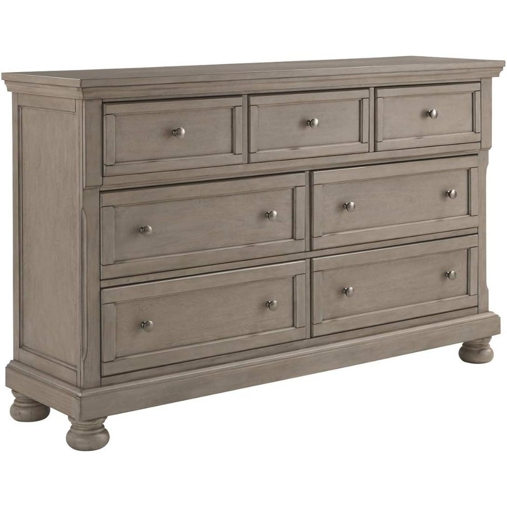 image:imageSignature Design by Ashley Robbinsdale Transitional 54 in 6Drawer Dresser and Mirror with Felt Lined Top WhiteLight Gray