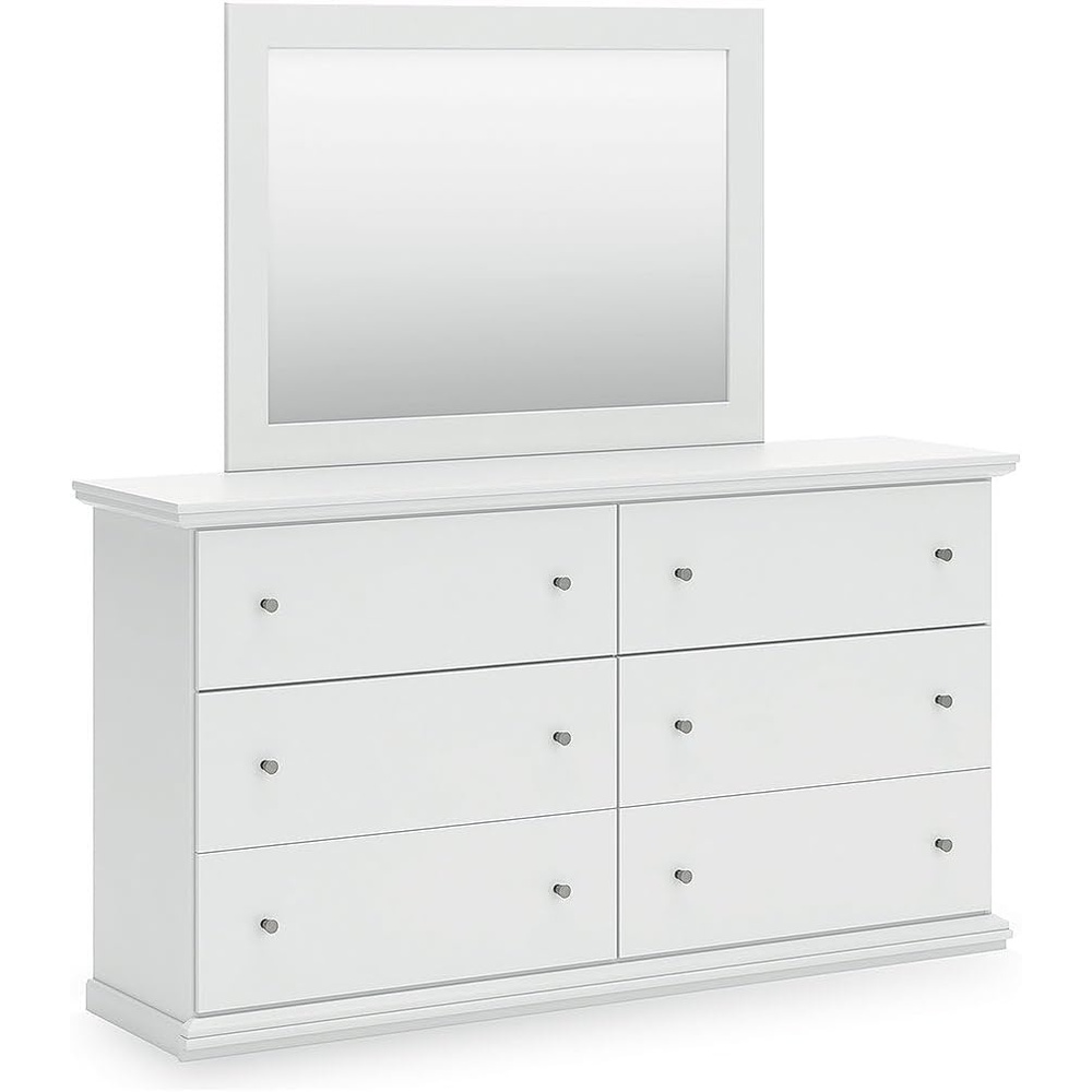 image:imageSignature Design by Ashley Robbinsdale Transitional 54 in 6Drawer Dresser and Mirror with Felt Lined Top WhiteWhite