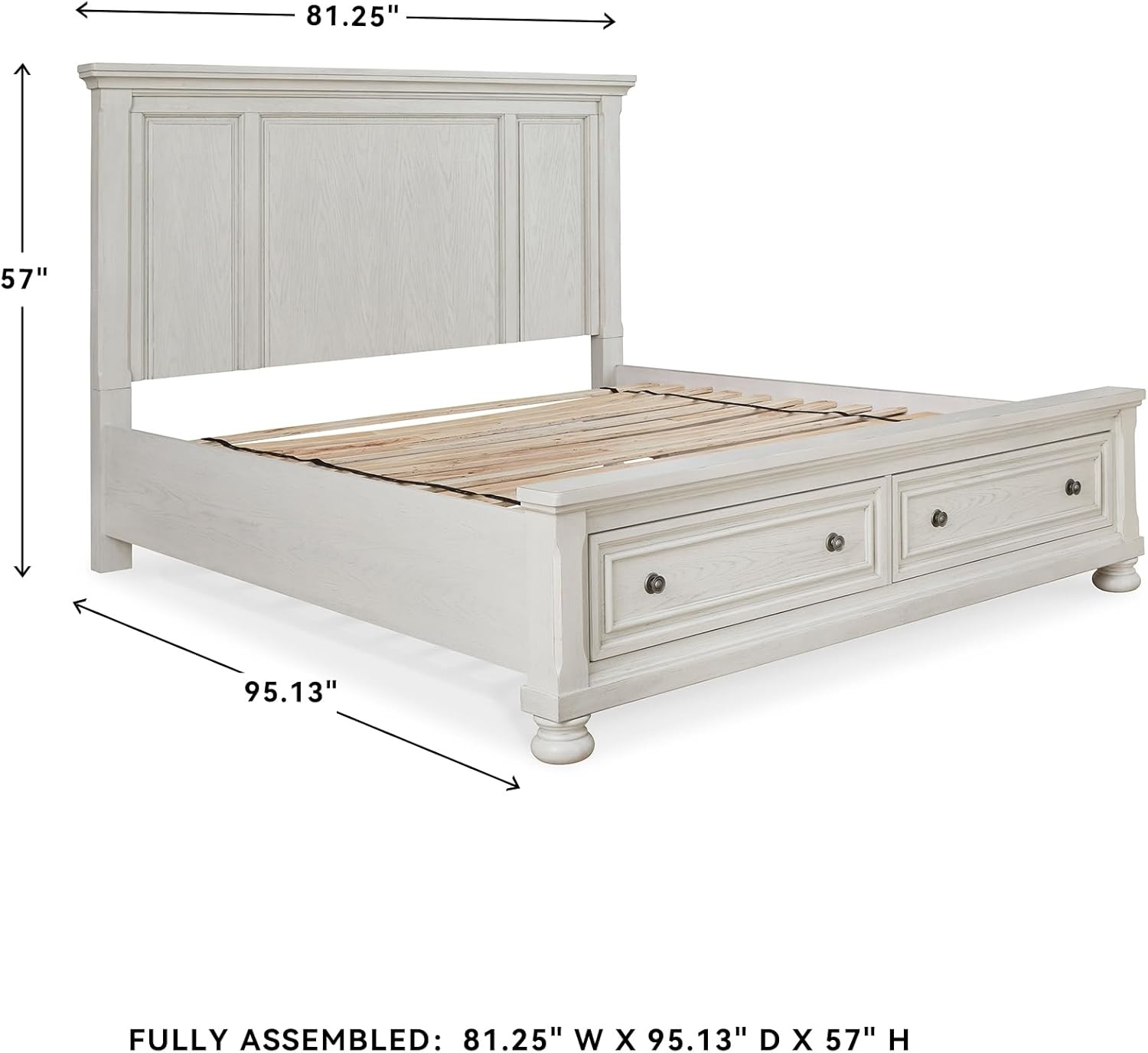 image:imageSignature Design by Ashley Robbinsdale Mirrored Vanity with Bench 52 Inch Antique White Makeup Desk Casual Wood Dressing Table for Bedroom StorageAntique White