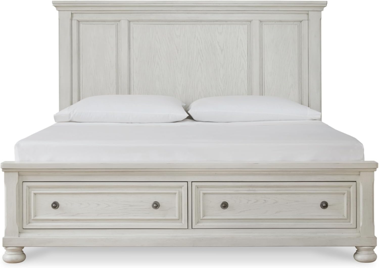 image:imageSignature Design by Ashley Robbinsdale Mirrored Vanity with Bench 52 Inch Antique White Makeup Desk Casual Wood Dressing Table for Bedroom StorageAntique White